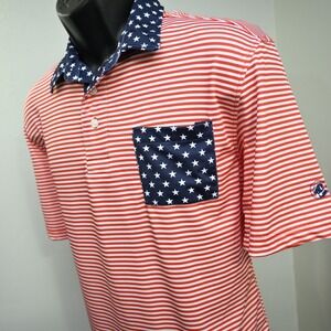 Southern Proper American Flag Golf Polo Performance Short Sleeve Men Size Medium